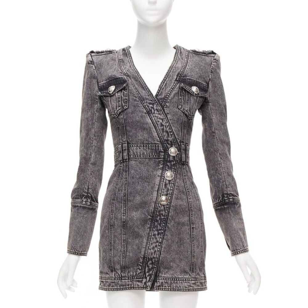 Balmain Denim Wrapped Mini Dress